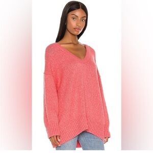 Free People Brookside Tunic Sweater Woman Small Pink Lighting Oversized Slouchy